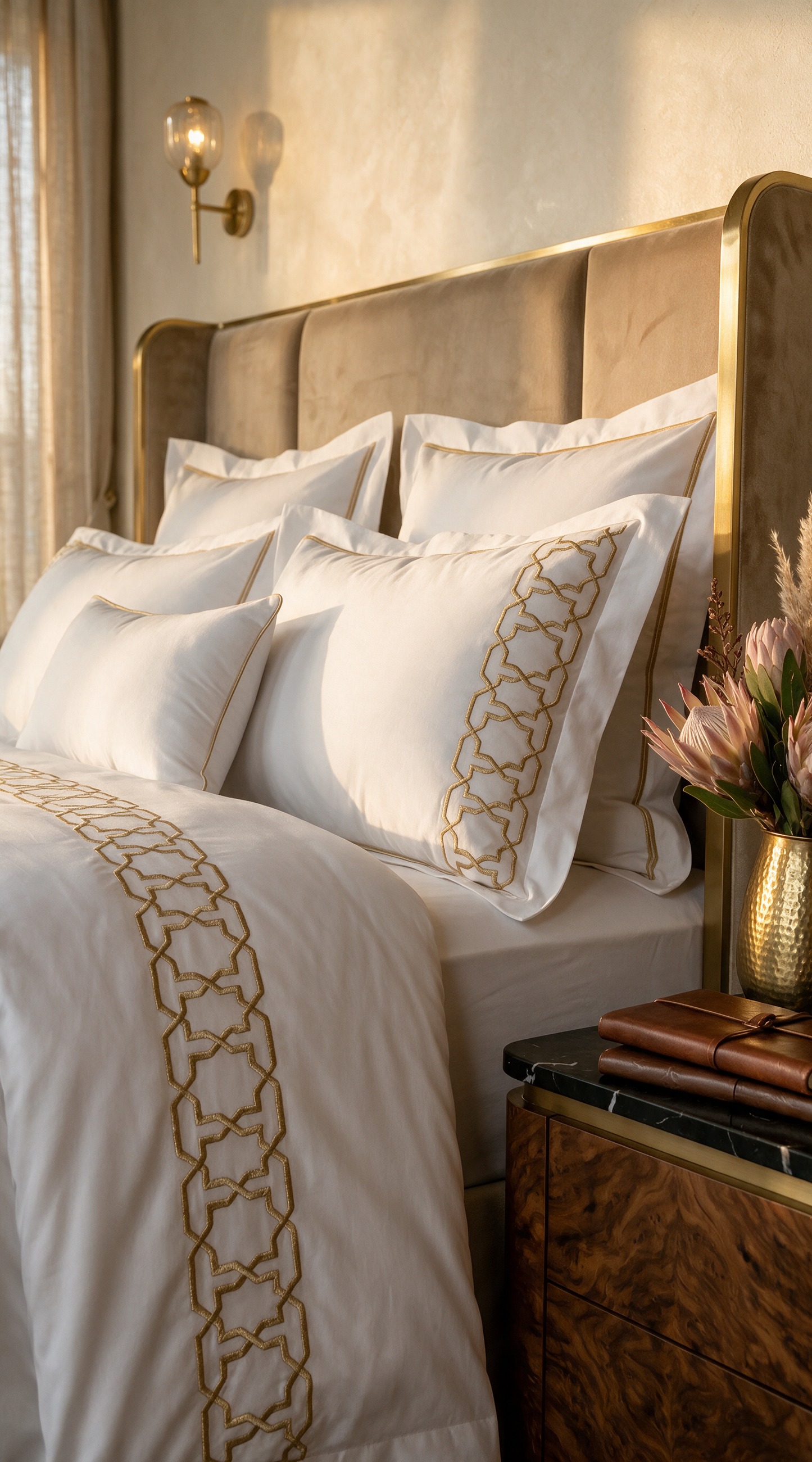 Parure de Drap Brodée 4 Pièces — King Size | Microfibre Premium Sophia Home