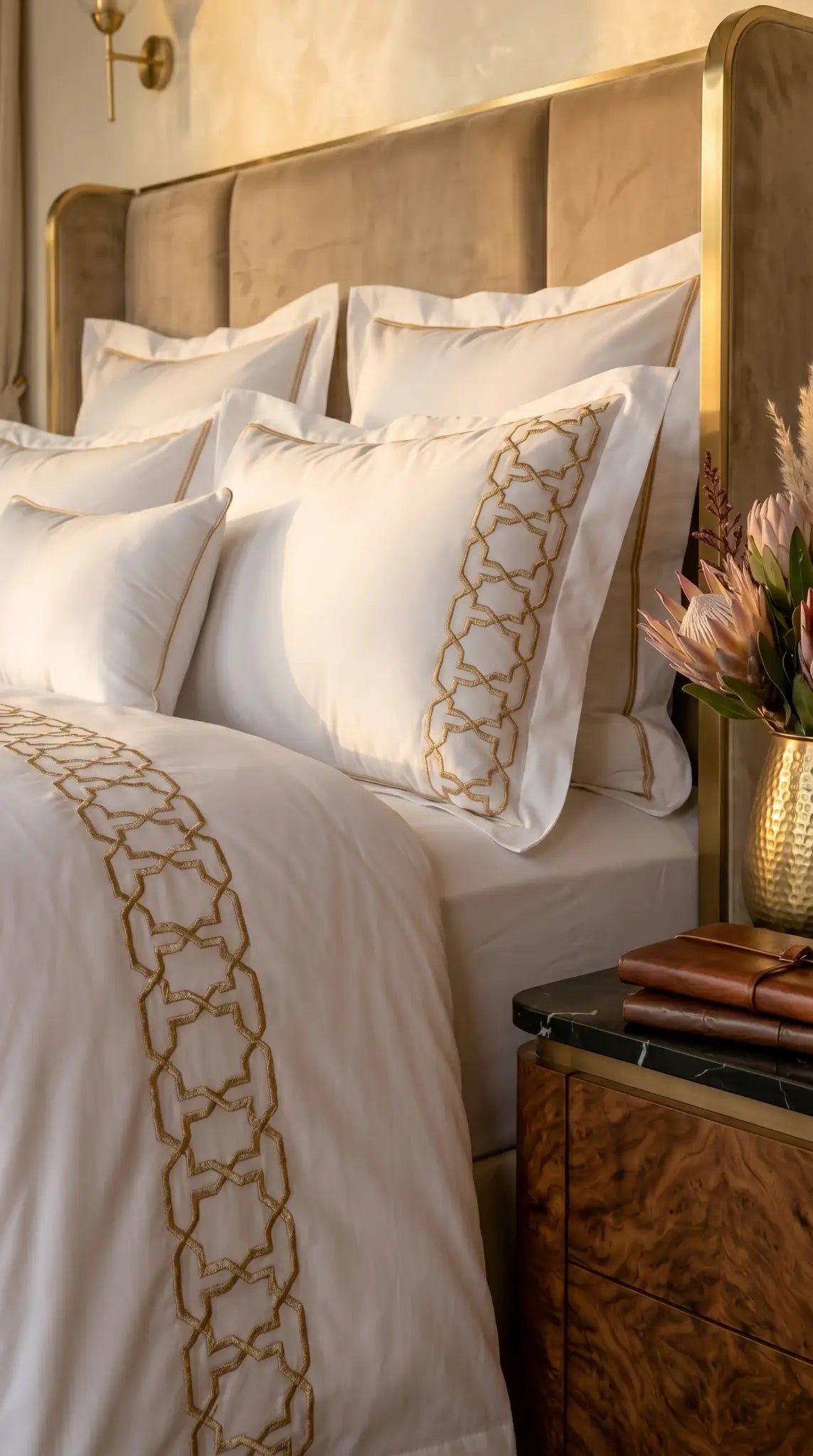 Parure de Drap Brodée 4 Pièces — King Size | Microfibre Premium Sophia Home