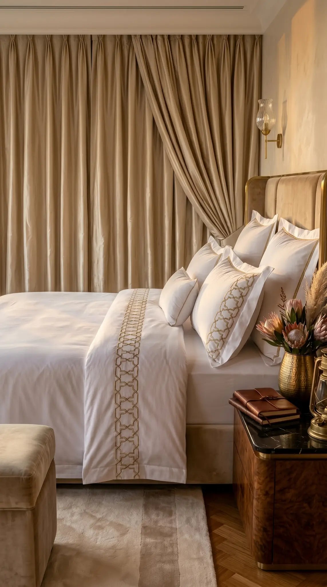 Parure de Drap Brodée 4 Pièces — King Size | Microfibre Premium Sophia Home