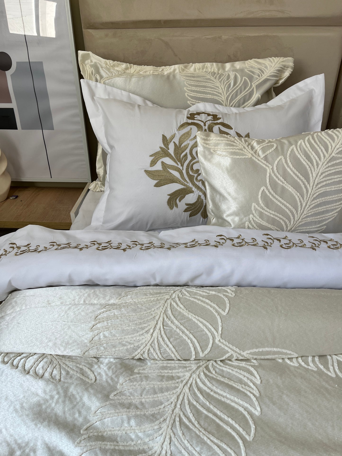 Couvre-lit satine  de Luxe 8  Pièces ✨+ taies oreiller offerte