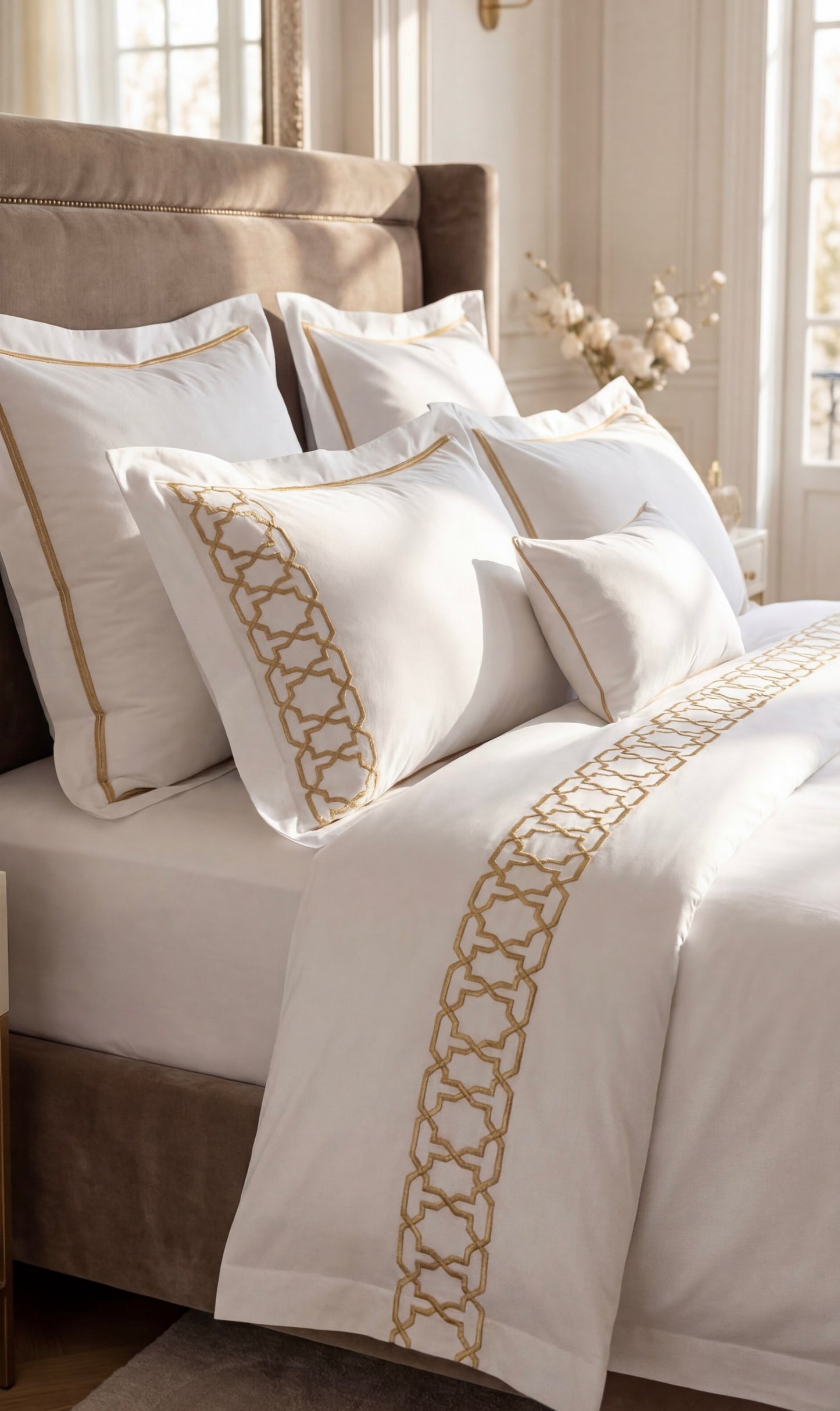 Parure de Drap Brodée 4 Pièces — King Size | Microfibre Premium Sophia Home