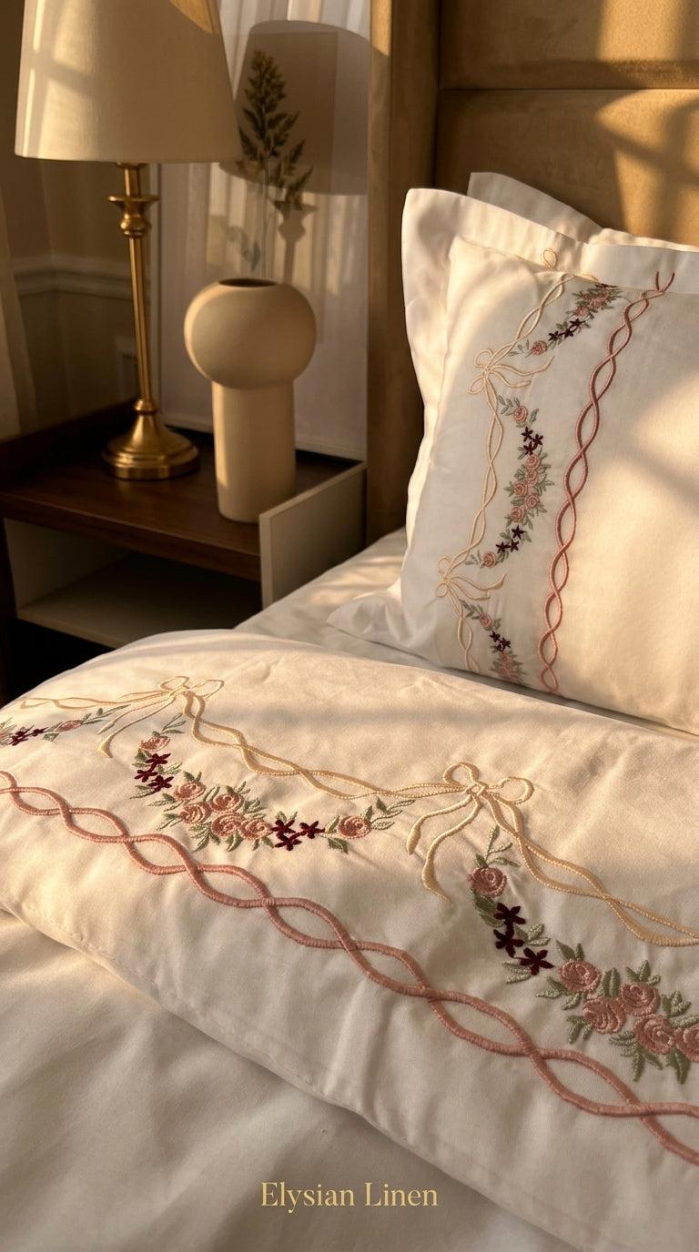 parure de drap brode fleurale