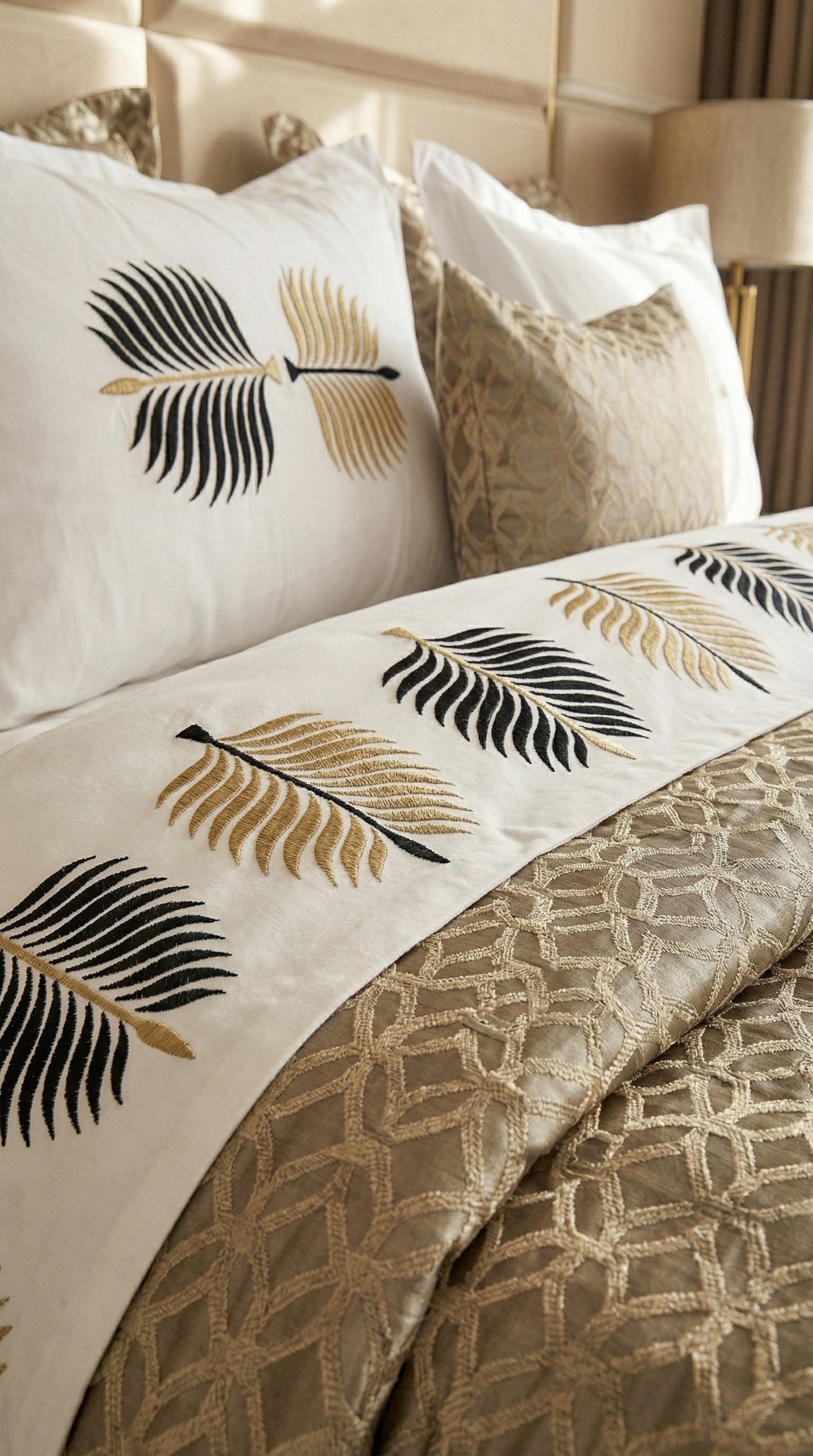 ✨ Couvre-lit signature d or – Édition Brocart 7 pièces
