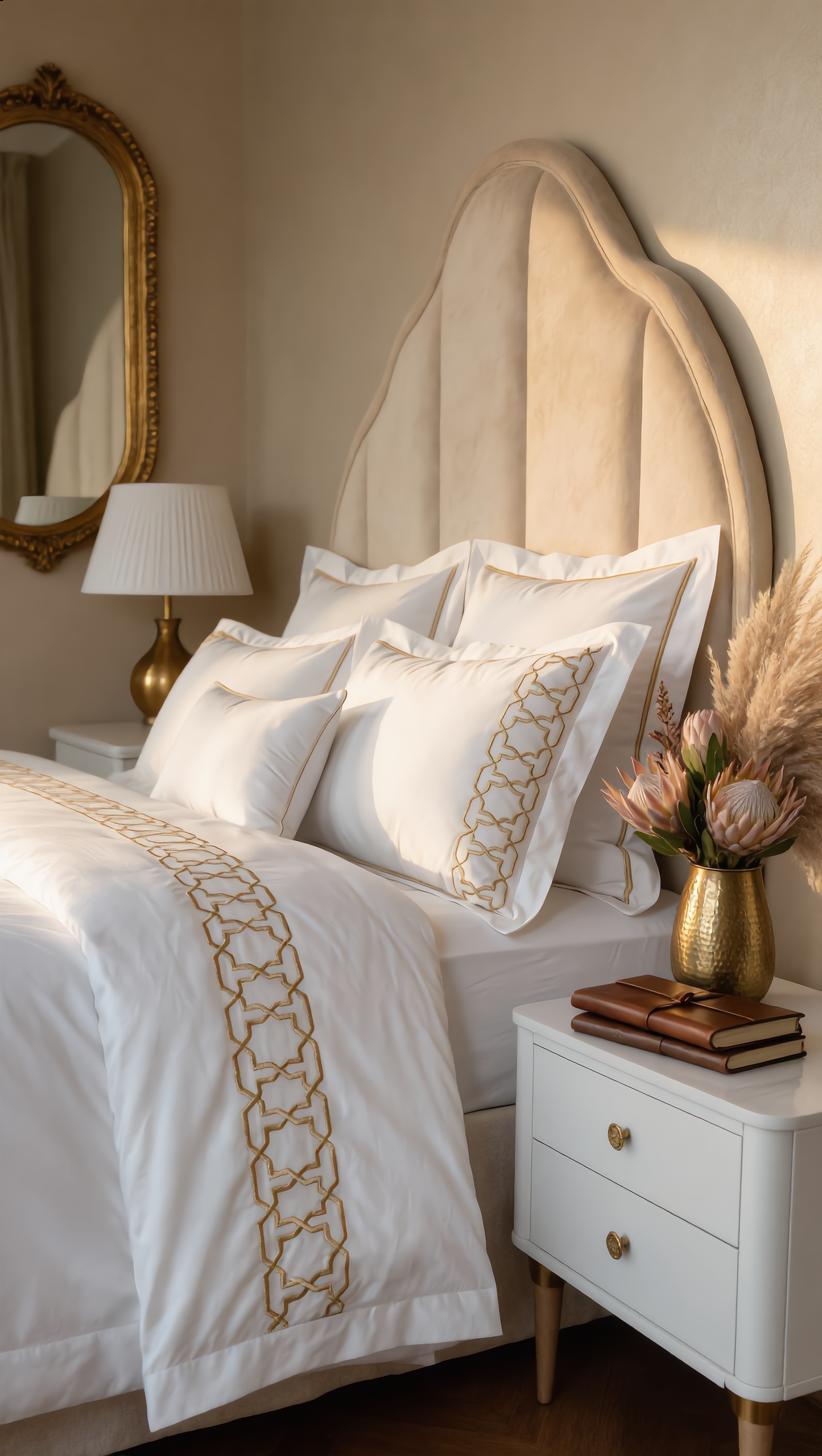 Parure de Drap Brodée 4 Pièces — King Size | Microfibre Premium Sophia Home